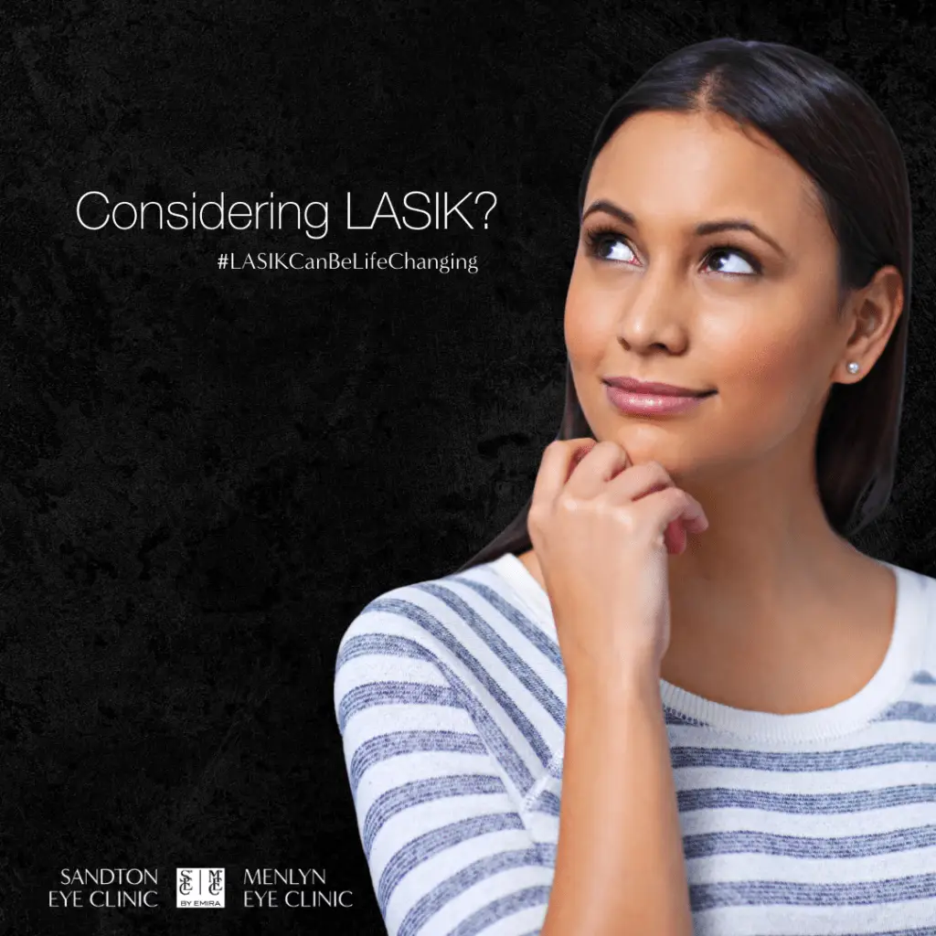 Lady considering lasik eye surgery